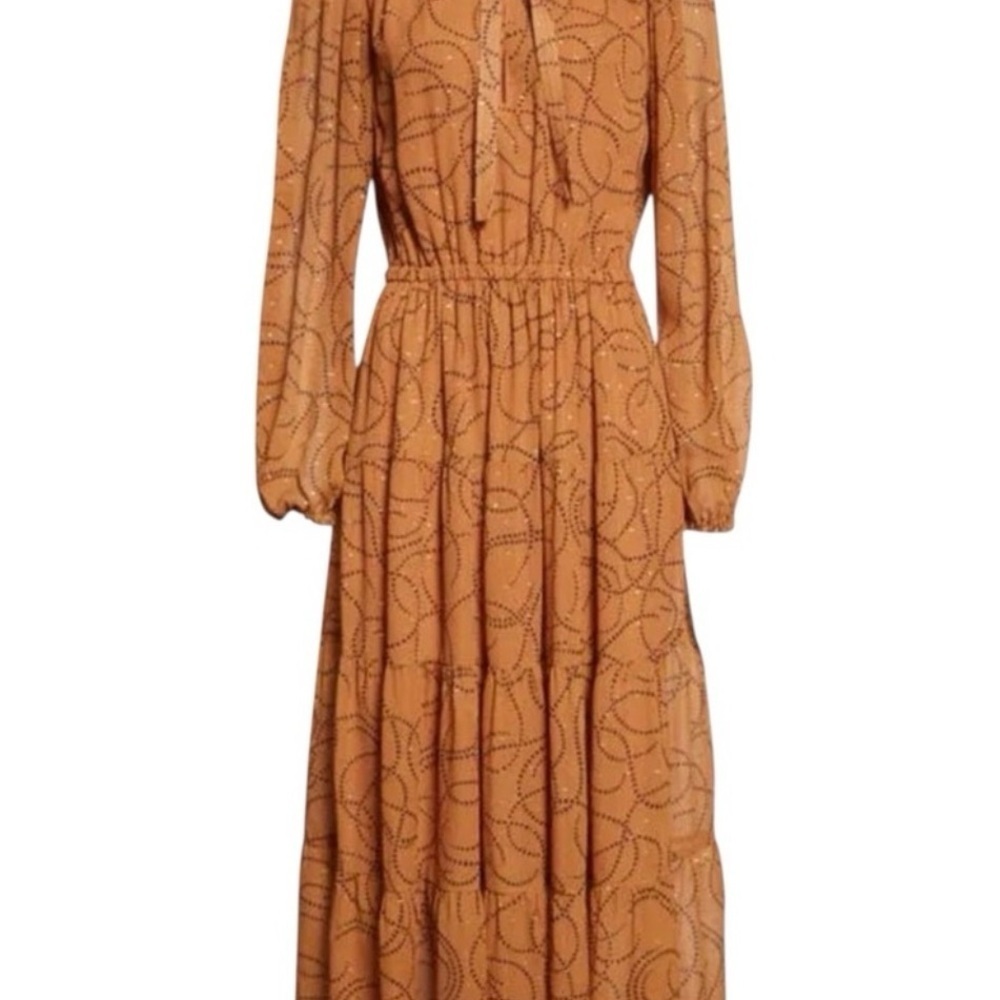 A.L.C. 100% Silk Heart Print Marlowe Long Sleeve Dress
